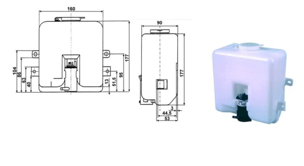 Behälter Universal 2.2Ltr. Universal 12V für Scheibenwaschanlage 2 Pumpen