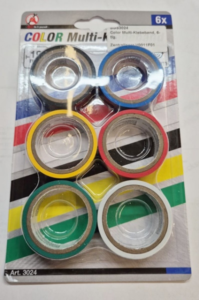 Color Multi-Klebeband, 6-tlg. 19mm breit 3.5 Meter (3024)