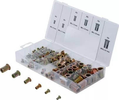 Nietmuttern-Sortiment verzinkter Stahl 150-tlg.