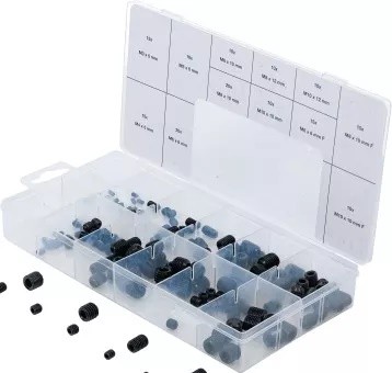 Sort. Madenschrauben,DIN913, 160-tlg (7889700400)